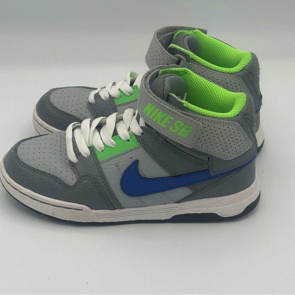 Nike SB Mogan Kids' Gray, Neon Green and Blue Mid Sneakers - Picture 2 of 8